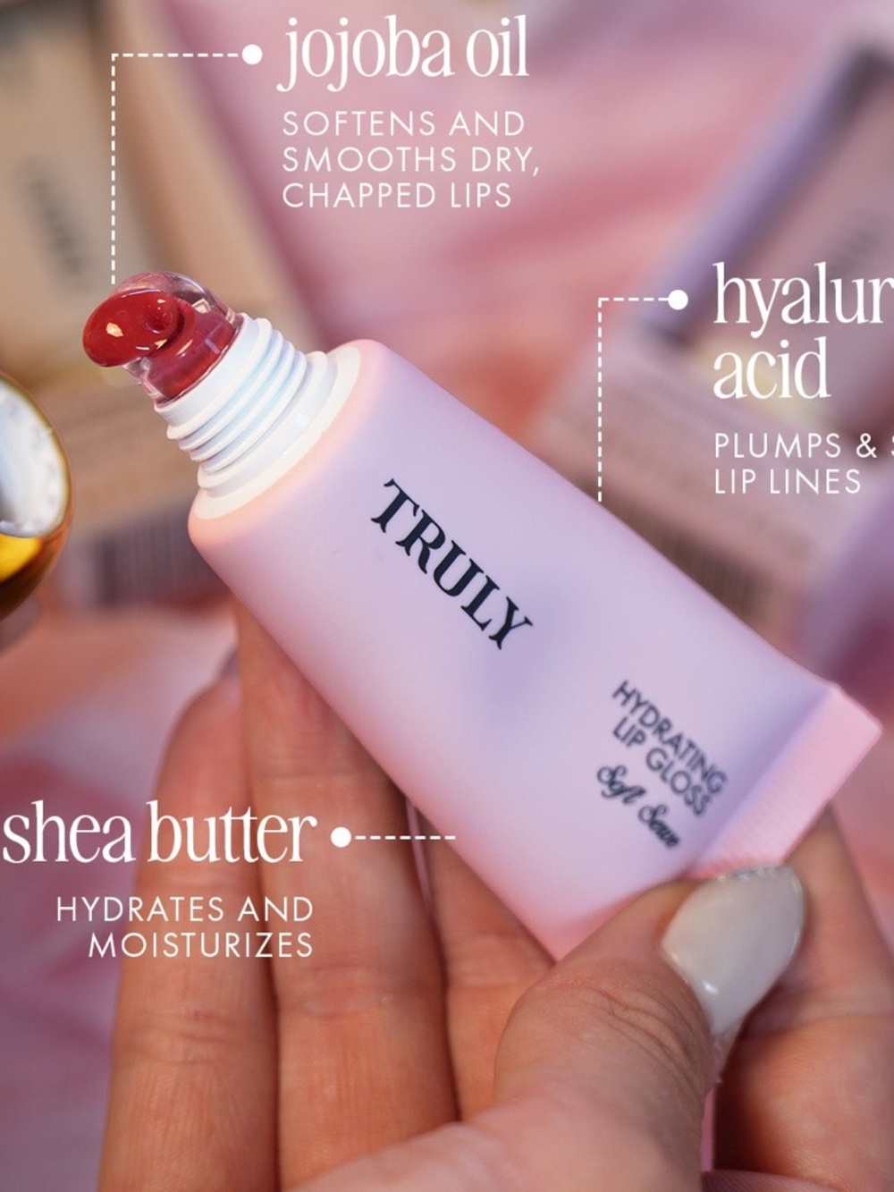 NIB Truly Hydrating Lip Gloss High Shine & Tinted in Glazed Donut (mauve pink)